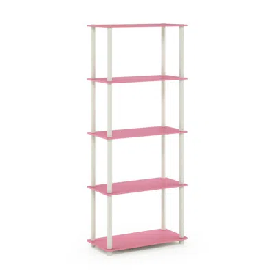 Furinno Turn-n-tube 5-tier Multipurpose Shelf Display Rack, Pink/white