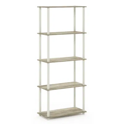 Furinno Turn-n-tube 5-tier Multipurpose Shelf Display Rack, Sonoma Oak/white In Blue