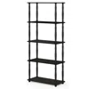 FURINNO TURN-N-TUBE 5-TIER MULTIPURPOSE SHELF DISPLAY RACK WITH CLASSIC TUBES, ESPRESSO/BLACK, 18032EX/BK