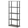 Furinno Turn-n-tube 5-tier Multipurpose Shelf Display Rack With Classic Tubes, French Oak Grey/black, 18032g