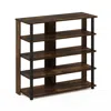 Furinno Turn-n-tube 5 Tier Wide Shoe Rack, Amber Pine/black