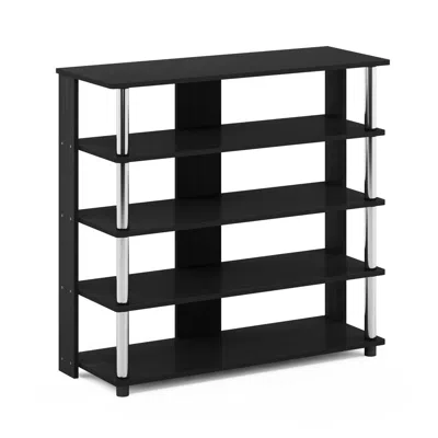 Furinno Turn-n-tube 5 Tier Wide Shoe Rack, Americano, Stainless Steel Tubes