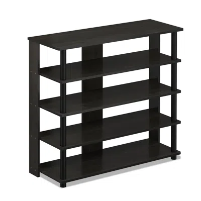 Furinno Turn-n-tube 5 Tier Wide Shoe Rack, Espresso/black