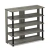 Furinno Turn-n-tube 5 Tier Wide Shoe Rack, French Oak Grey/black