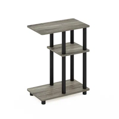 Furinno Turn-n-tube C Shape Sofa Side Table, French Oak/black In Gray