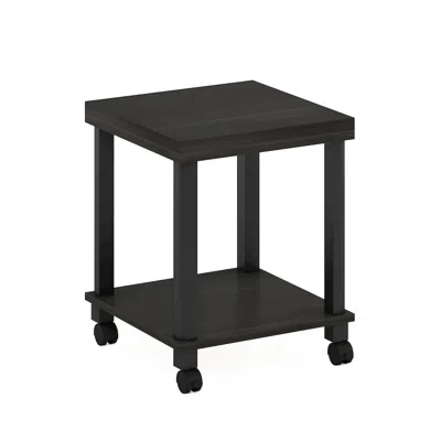 Furinno Turn-n-tube Classic 2-tier End Table, Side Table With Casters, Espresso/black