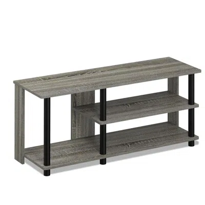 Furinno Turn-n-tube Compact Multi Storage Shoe Rack, French Oak Grey/black In Gray