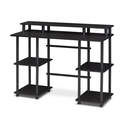 Furinno Turn-n-tube Computer Desk With Top Shelf, Espresso/black 17045ex/bk