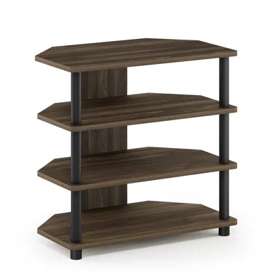 Furinno Turn-n-tube Easy Assembly 4-tier Petite Tv Stand, Columbia Walnut/black In Brown