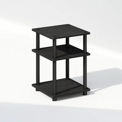 Furinno Turn-n-tube Easy Assembly Nightstand, Bedside Table With Open Shleves, Blackwood