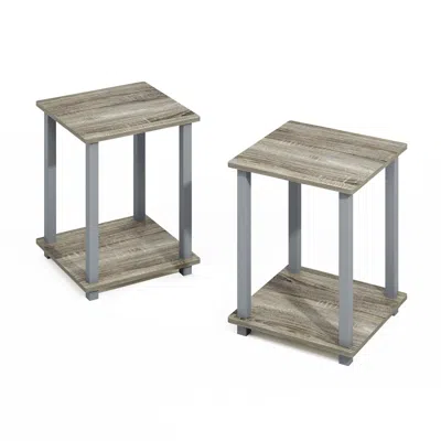 Furinno Turn-n-tube Easy Assembly Stackable Bookcase, Bookshelf, French Oak/grey In Multi