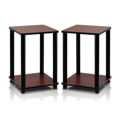 Furinno Turn-n-tube End Table Corner Shelves, Set Of 2 In Brown