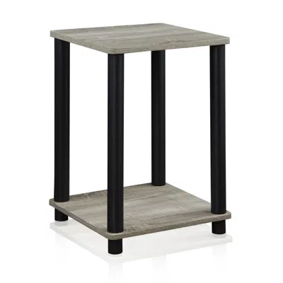 Furinno Turn-n-tube End Table, French Oak Grey/black