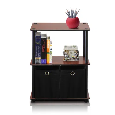 Furinno Turn-n-tube Go Green 3-tier Multipurpose Storage Rack Shelving Unit W/bins, Dark Cherry/black