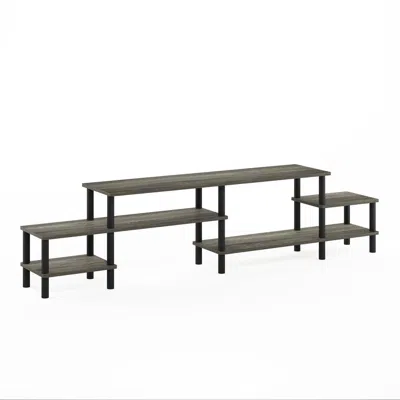 Furinno Turn-n-tube Grand Entertainment Center For Tv Up To 80 Inch, French Oak Grey/black In Gray