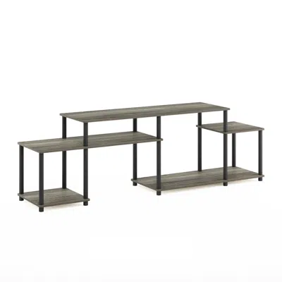 Furinno Turn-n-tube Handel Tv Stand For Tv Up To 55 Inch, French Oak Grey/black In Gray