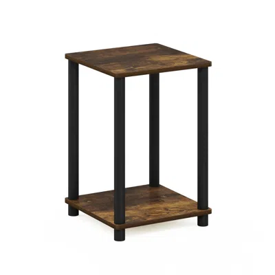 Furinno Turn-n-tube Haydn End Table, Amber Pine/black In Brown