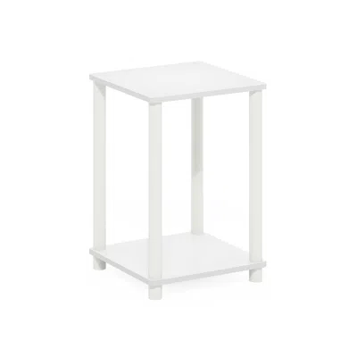 Furinno Turn-n-tube Haydn End Table, White/white In Burgundy