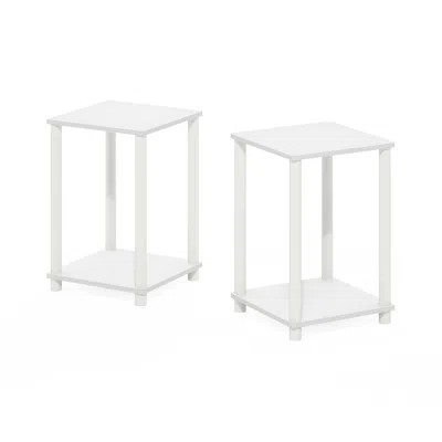 Furinno Turn-n-tube Haydn End Table, White/white, Set Of 2 In Brown