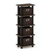 Furinno Turn-n-tube Laci 4-bins System Rack, Columbia Walnut/black/dark Brown