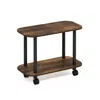 Furinno Turn-n-tube Modern Oval End Table, Side Table With Casters, Amber Pine/black