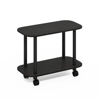 Furinno Turn-n-tube Modern Oval End Table, Side Table With Casters, Espresso/black