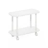 Furinno Turn-n-tube Modern Oval End Table, Side Table With Casters, White/white