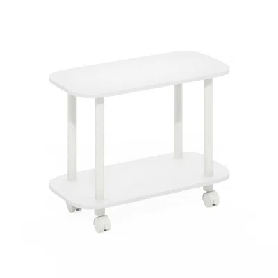Furinno Turn-n-tube Modern Oval End Table, Side Table With Casters, White/white