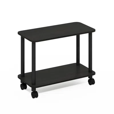 Furinno Turn-n-tube Modern Rectangle End Table, Side Table With Casters, Espresso/black