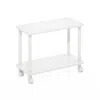 Furinno Turn-n-tube Modern Rectangle End Table, Side Table With Casters, White/white