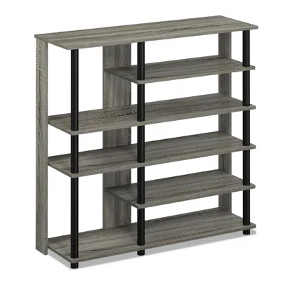 Furinno Turn-n-tube Multi Storage Shoe Rack, French Oak Grey/black