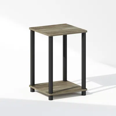 Furinno Turn-n-tube Nightstand, Bedside Table, French Oak/black