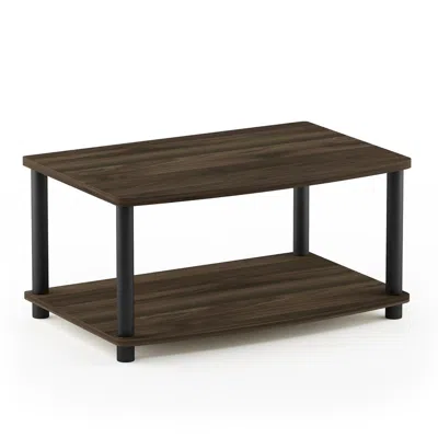 Furinno Turn-n-tube No Tools 2-tier Elevated Tv Stand, Columbier Walnut/black In Brown