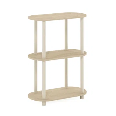 Furinno Turn-n-tube No Tools 3-tier Modern Oval Side Display Rack, Bauhaus Oak/beige In Neutral