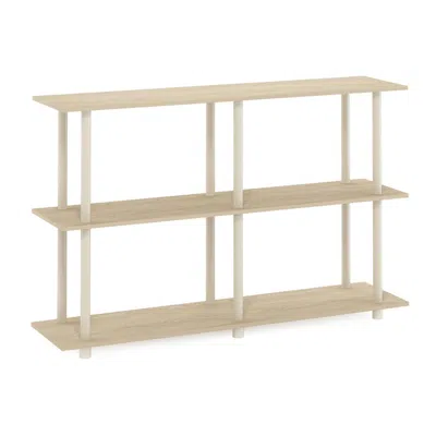 Furinno Turn-n-tube No Tools 3-tier Modern Rectangle Side Display Rack, Bauhaus Oak/beige