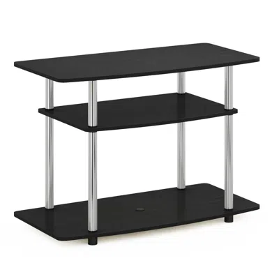 Furinno Turn-n-tube No Tools 3-tier Tv Stands, Americano/chrome In Black
