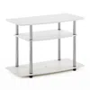 Furinno Turn-n-tube No Tools 3-tier Tv Stands, White Oak/chrome