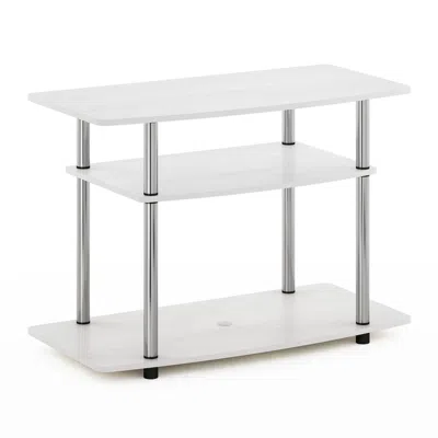 Furinno Turn-n-tube No Tools 3-tier Tv Stands, White Oak/chrome