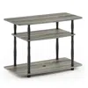 Furinno Turn-n-tube No Tools 3-tier Tv Stands With Classic Tubes, French Oak Grey/black