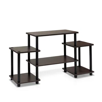 Furinno Turn-n-tube No Tools Entertainment Center,dark Brown/black