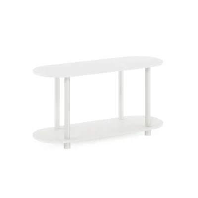 Furinno Turn-n-tube No Tools Modern Oval Side Table, White/virgin White
