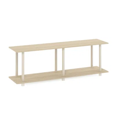 Furinno Turn-n-tube No Tools Modern Rectangle Side Table, Bauhaus Oak/beige In Blue
