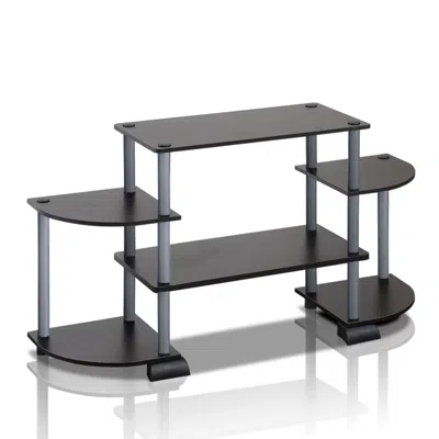 Furinno Turn-n-tube Roundedecorner Tv Entertainment Center, Black/grey