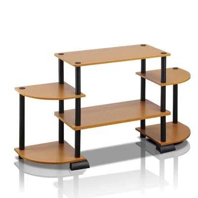 Furinno Turn-n-tube Roundedecorner Tv Entertainment Center, Light Cherry/black