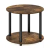 Furinno Turn-n-tube Simple Design 2-tier Round Wooden Coffee Table, Amber Pine