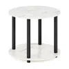 Furinno Turn-n-tube Simple Design 2-tier Round Wooden Coffee Table, Marble White