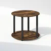 Furinno Turn-n-tube Simple Design 2-tier Round Wooden Side End Table, Amber Pine