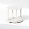 Furinno Turn-n-tube Simple Design 2-tier Round Wooden Side End Table, Marble White In White