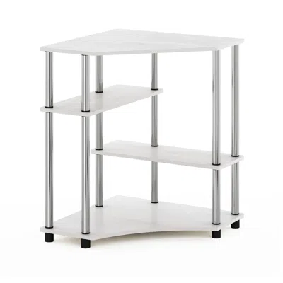 Furinno Turn-n-tube Space Saving Corner Desk With Shelves, In Gray