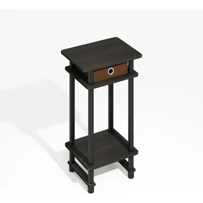 Furinno Turn-n-tube Tall End Table, Side Table With Bin, Black Espresso/brown